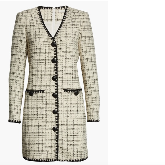 NWT $698 Veronica Beard Palatine Check Long Sleeve Dress WHITE/ BLACK - size 10! - Picture 6 of 8